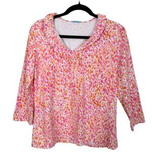 J.Mclaughlin Womens Durham Catalina Cloth Ruffle Top Size L